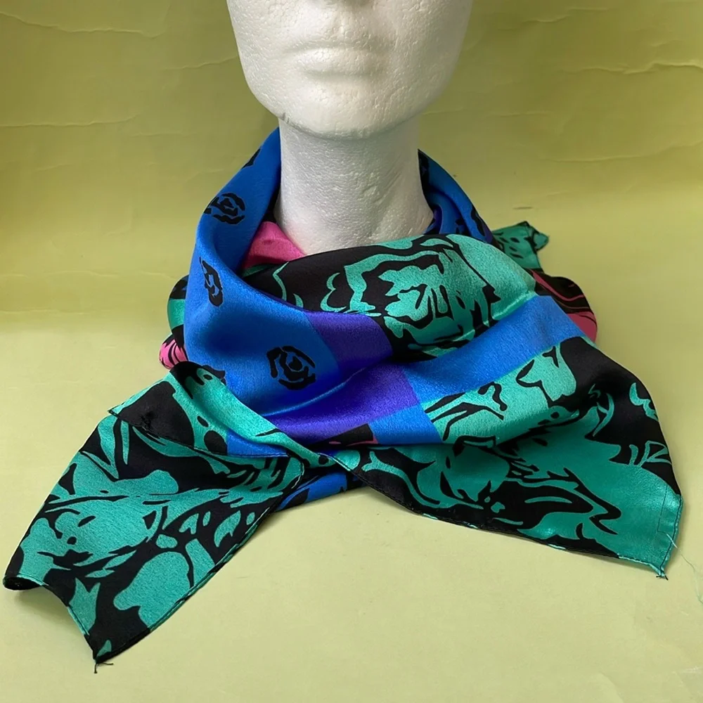 Vintage multicolored silk scarf